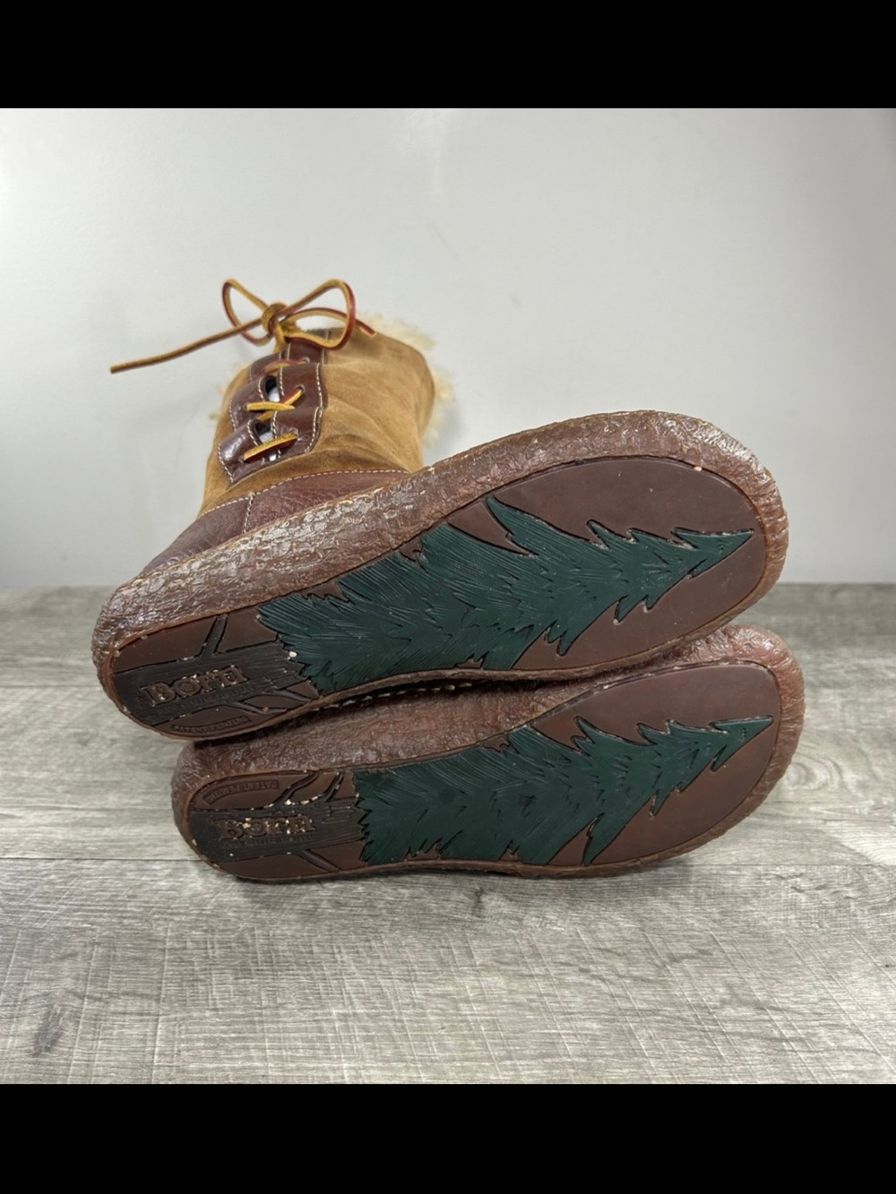 Born Yuma Lace-Up Shearling Chestnut Leather Winter Snow Women’s Boots Size 7 - Picture 7 of 11